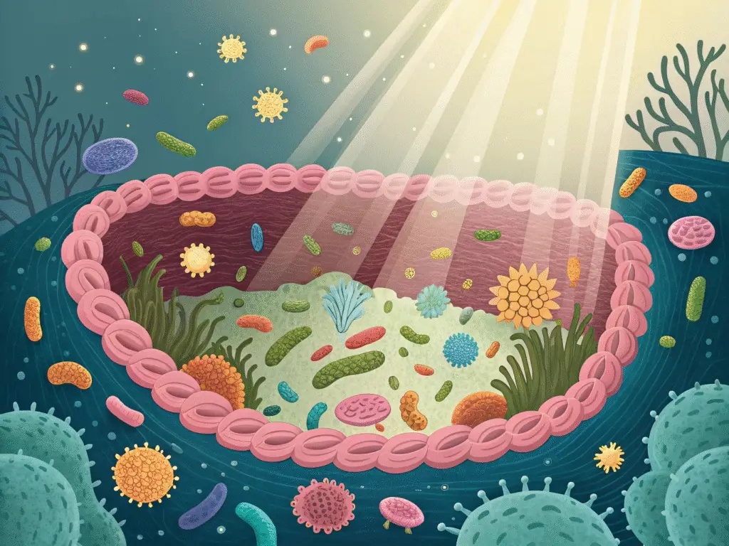 Educational illustration of the human gut